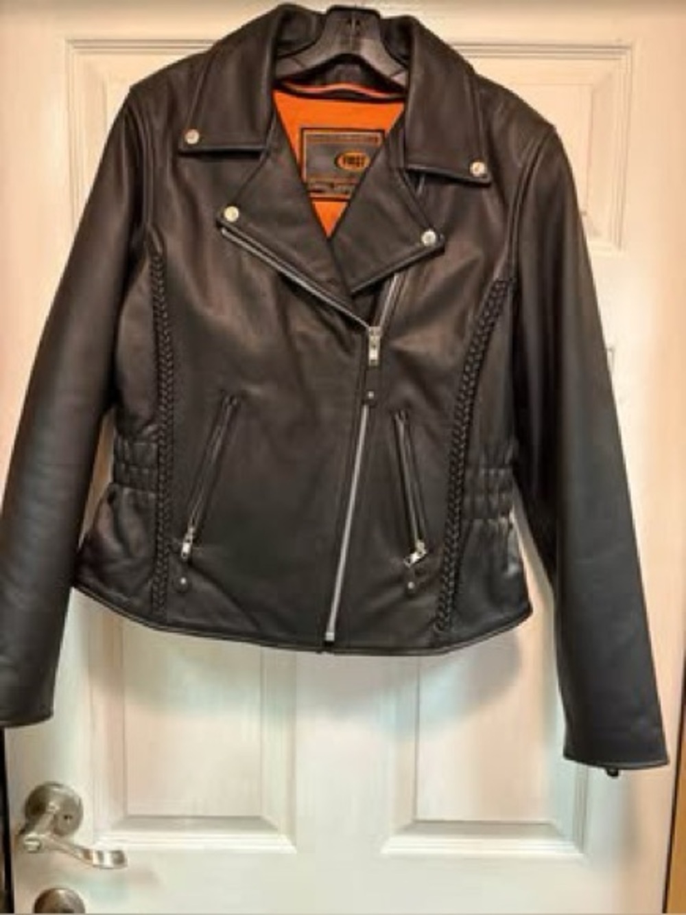 First Classic Women’s Black Leather Moto Jacket - Classic Biker Style Size M